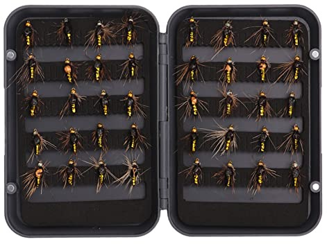 LIYJTK Kit de Moscas de Pesca, Juego de Cebo Realista de Acero Inoxidable, Caja Impermeable para entusiastas de la Pesca