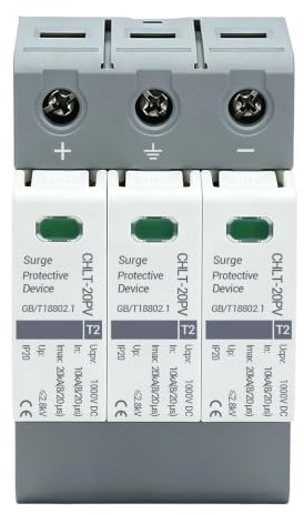 3P Power Surge Protective Device 600V DC max 40kA Surge Arrestor | 35mm Rail Mounting Low Voltage SPD for Lightning Protection Photovoltaic Solar Energy Protector