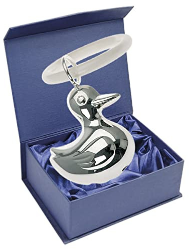 SILBERKANNE Kinderrassel mit Beissring Ente L 7 cm Premium Silber Plated edel versilbert in Top Verarbeitung