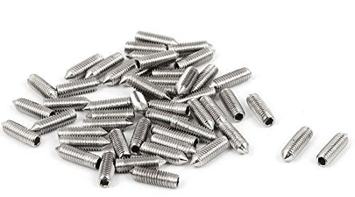 sourcing map Vis Pointeau Conique pour Poignée de Porte Vis Sans Tête Hexagonale M3 x 10 mm hexagonale ton argent 50 pièces