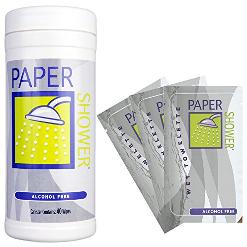 Paper Shower - Alcohol Free - Body Wipe Company - Wet Towelette - Shower body wipe for all ages - Body cleaning towelettes - 52 Count (40 count canister & 12 individual packs)