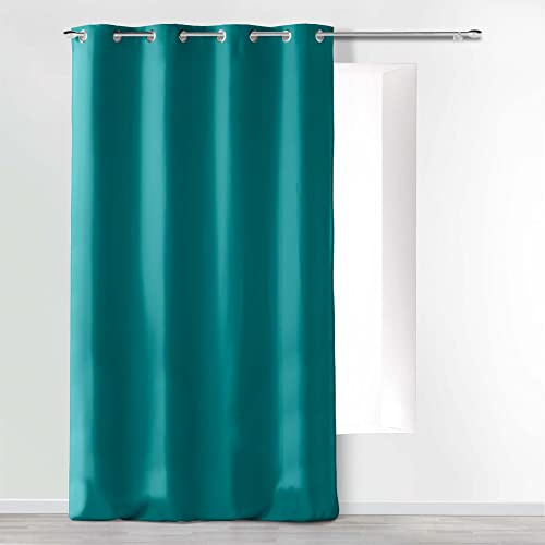 douceur d'Intérieur Absolu Ösenvorhang, Mikrofaser, einfarbig, Polyester, Polyester, blau, 140 cm x 260 cm