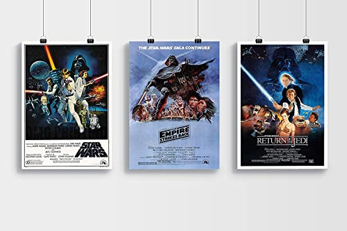 Star Wars Trilogie Poster Set - Star Wars - Empire Strikes Back & Return Of The Jedi Poster/Druck/Bild Satin Fotopapier - A4 Set