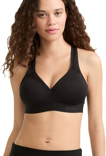 Champion Womens Bra, Curvy Moderate Support Low Cut For Sports Bra, Black, XX-Large US