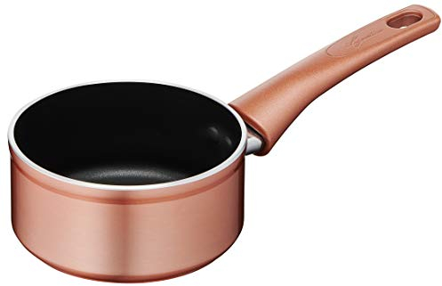 Lagostina Ramata Casseruola Fonda Antiaderente in Alluminio Ø 14 cm con Esterno Effetto Rame, Pentola Gas e Forno con Thermo-Signal, Rivestimento Titanium Easy, Manico Lungo in Bakelite