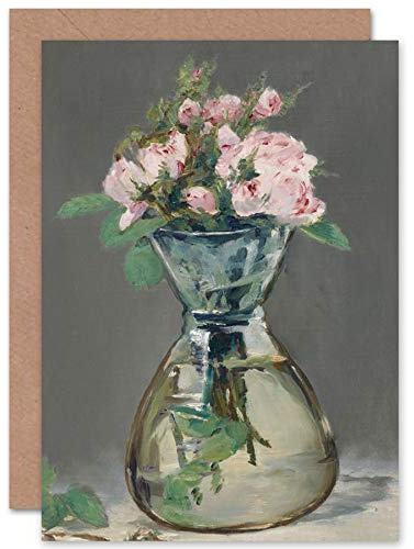 Edouard Manet Moss Roses In A Vase 1882 Painting Fine Art Greeting Card Plus Envelope Blank Inside