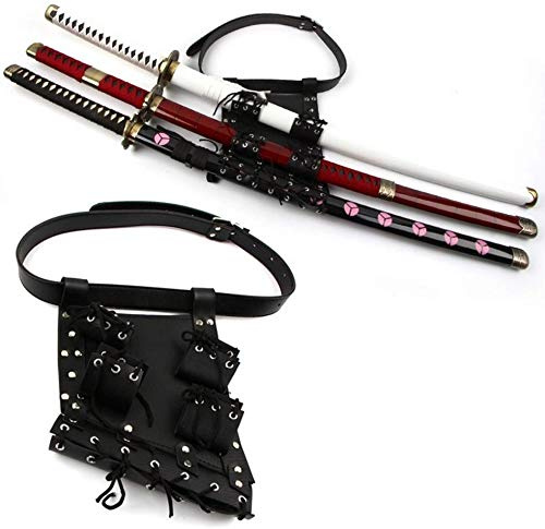 EN7JIOY Sac à épée Souple Polyuréthane Noir Étui Arme Peiyu Sword Bag Anime Costume Sac de Rangement avec Sangle Arrière et Ceinture