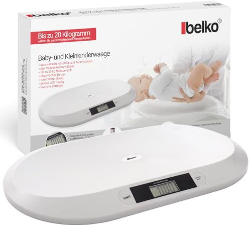 Belko® Pèse-bébé Plat Numérique Jusqu'à 20 kg - Balance d'Allaitement et Pèse-animal