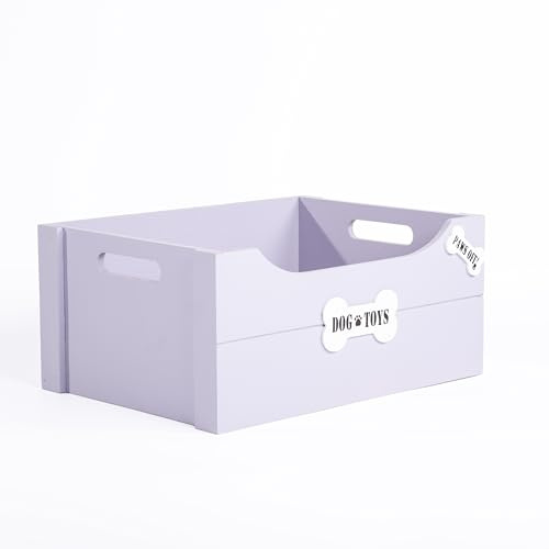 green leaves Bone Shaped Signs Dog Toys Storage Collection Box Wooden Crates Gift Hampers (Purple, Medium)