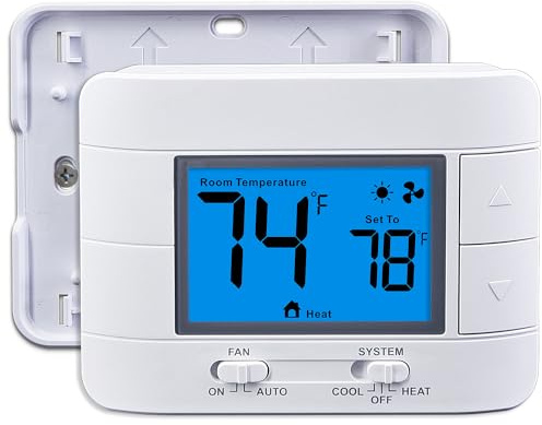 Aowel Non-Programmable Thermostats for House, Single-Stage 1 Heat/ 1 Cool, Simple Thermostat, Temperature Control with Humidity Display.