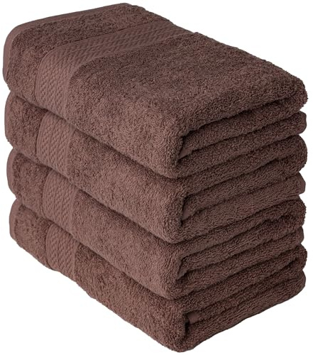 Brielle Handtuch-Set aus 100% Baumwolle - 4 Handtücher 50x100 cm, Baumwolle Sehr saugfähige Handtücher für das Badezimmer, Duschtuch in Hotel- & Spa-Qualität, Packung mit 4, Braun Farbe