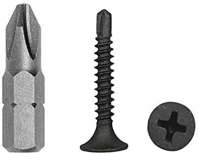 Confezione di 100 viti per cartongesso in acciaio al carbonio fosfatato nero, viti da 3,5 x 25 mm, viti autofilettanti per lamiera, a testa svasata a croce (Phillips) (100, 3,5 x 25 mm)