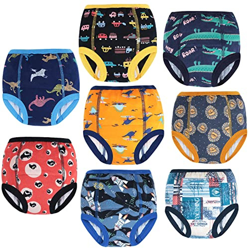 MOEMOE BABY Calzones de Entrenamiento Reutilizables Braguitas de Entrenamiento pañal de Aprendizaje, 100% algodón, Calzoncillos para orinarr, Pack de 8, 5 años