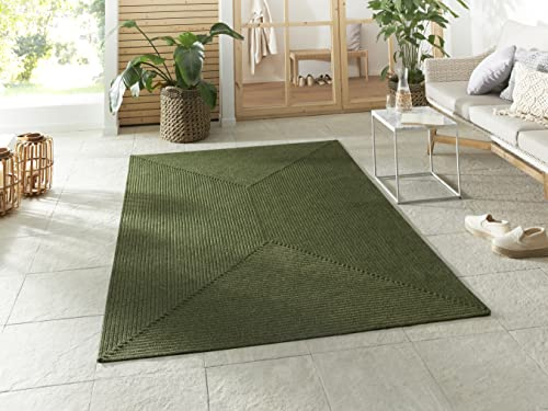 NORTHRUGS Tapis d'extérieur Trenzado - Design Moderne - Pliant - Aspect Fait Main - pour Balcon, terrasse, Jardin, Salon, Salon, Salon, Durable, Durable, Facile d'entretien - Vert - 160 x 230 cm