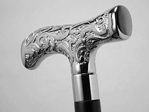 Riyex Vintage Messing Knauf Griff Walking Cane Knob Cane Handmade Antik Holz Gehstock, Perfekt für Männer & Frauen und Geschenke - Silber