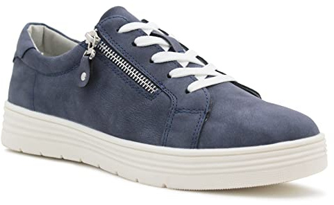 Dr Keller Womens Ladies Casual Flat Lace Up Fashion Trainers Side Zip Fastening Sneaker Shoes (Navy, UK_Footwear_Size_System, Adult, Women, Numeric, Medium, Numeric_4)