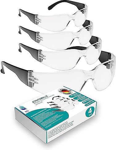 kela 4er Pack Schutzbrille CHAMPION I 100% Made in Germany | transparent splitterfrei kratzfeste Arbeitsschutzbrille mit Anti Fog und UV-Beschichtung I Sportbrille