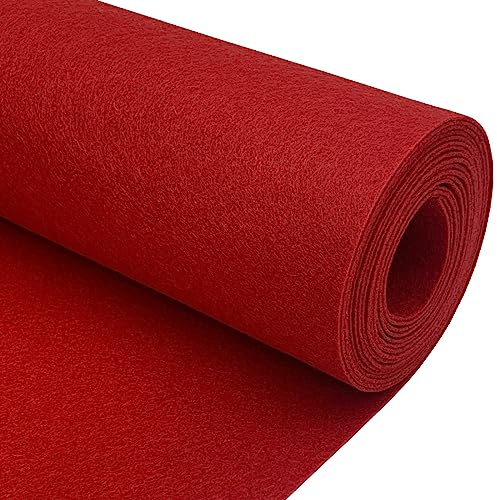 EDGEAM 300x40cm Filzstoff Bastelfilz Bunte Filzrolle Polyester Filz 1mm Dick für Kissen Filzunterlage DIY Handwerk Patchwork Nähen Projekte (Rot)