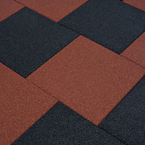 Lot de 24 dalles de protection contre les chutes en caoutchouc Rouge 50 x 50 x 3 cm