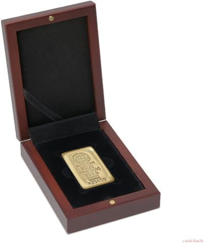 Leuchtturm 368375 Münz-Etui Volterra für 1x Goldbarren 250 g - Mahagoniholz-Optik - 120 x 90 x 34 mm