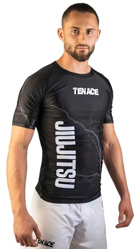 Tenace Camiseta Compresión Jiu Jitsu - Entrenamiento MMA, BJJ, Grappling Rashguard… (XL, Negro)