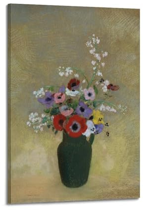 Odilon Redon Poster décoratif sur toile Motif bouquet de fleurs françaises 60 x 90 cm