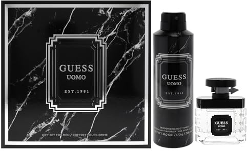 Guess Uomo by Guess for Men – 2 Stück Geschenkset 1,7 oz EDT Spray, 6 oz Deodorizing Body Spray