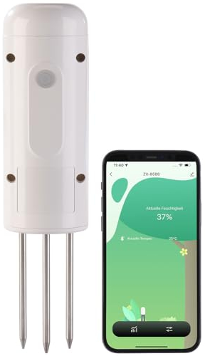 Luminea Home Control Bodenfeuchtigkeitssensor: Smarter, universeller ZigBee-Boden-Feuchtigkeits- & Temperatursensor (ZigBee Bodenfeuchtesensor, Bodenfeuchte Sensor ZigBee, Fernbedienung)