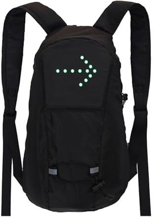EIOLWJIEO LED Blinker, Nachtfahrrucksack für Fahrräder, kabellose Fernbedienung, breite Anwendungen, große Kapazität, Nylon, Schwarz