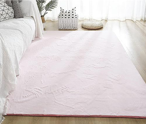 Guetto Hochflor Teppich Wohnzimmer Kunstfell Super Softes Kaninchenfell Imitat, Luxus Super Soft Fellteppich Plush,Pink c,200x400 cm