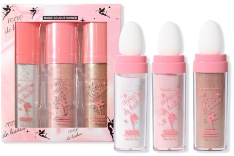 KARLOR Körper Highlighter Puder Stick, 3 Pcs Körper Glitzer Puder Gesicht Glitzer Body Schimmer Glow Gesicht Highlighter silber rosa braun Körper Illuminator Body Glitter Powder Wange Gesicht Beine