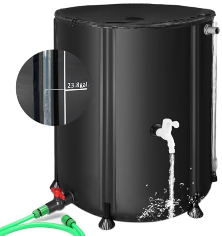 Barili di pioggia per raccogliere l'acqua piovana dalla grondaia, serbatoio portatile per l'acqua piovana sistema di raccolta dell'acqua piovana, include filtro due beccucci e kit di troppopieno (53