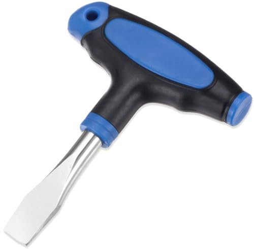 Cacciavite a testa piatta da 12 mm con impugnatura a T Manico ergonomico in plastica Lunghezza albero esteso Acciaio al carbonio Ideale per set cinematografici Blu Nero