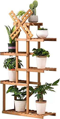 JUYYTUK Pflanzenständer aus Holz, 6 Etagen, mehrere Blumentopfhalter, Regale, für den Innen- und Außenbereich, Eckregal, bodenstehendes Blumenregal für Wohnzimmer, Balkon, Garten