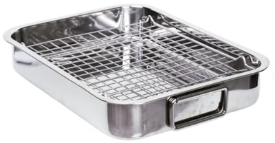 Pott und Flamme Ofenform mit Edelstahl Gitterrost-Einsatz Bräter Auflaufform Länge 42 cm