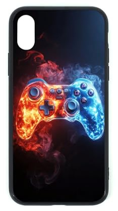 CRIVOTA For iPhone XS Case - Game Controller Design, Glass Back + TPU Inner Shell, Extreme Slimness, Scratch-Resistant, Military-Grade Protection, Precise Cutouts, Cell Phone Cases for Boys Girls