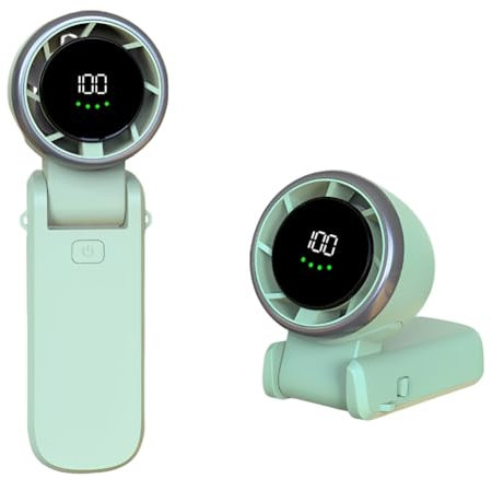Mini Ventilateur Portatif Ventilateur Pliable à Grande Vitesse 5000mAh USB Ventilateur Silencieux Rechargeable avec Affichage Numérique Ventilateur de Table Mini Fan Main Pour Voyage Bureau Maison