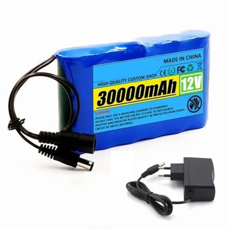 ARPZPPSK Batterie Portable 12 V 20000 MAh, Rechargeable Au Lithium-ION, Capacité DC 12,6 V 20 Ah, for Caméra De Surveillance Et Chargeur.(1x30AhBattry 1x1A)