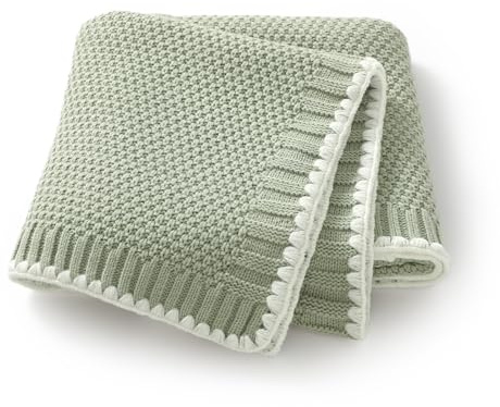 Neiwech Cellular Baby Blanket Knitted Cozy Soft Crib Stroller Receiving Swaddle Blankets for Newborn Boys Girls 100 * 80cm Green