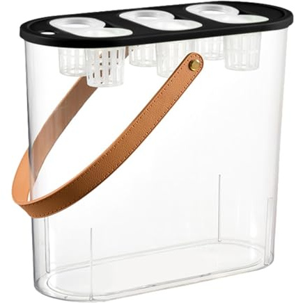 Fenteer Scatola di Coltivazione Idroponico Contenitore per Piantagione 6 Fori Idroponico Scatola di Coltivazione per Piante E Pesci, Nero