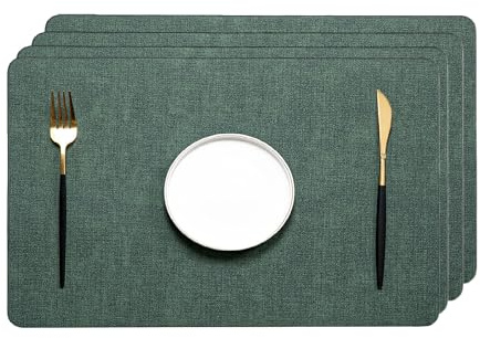 Salvamanteles Individuales para Mesa Manteles Individuales Lavables Juego de 4 Mantel Individual Antimanchas Impermeable Salvamanteles para Mesa de Comedor de Cocina Decoracion (Verde)