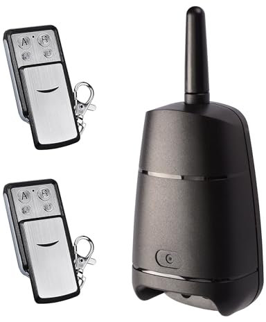 Kit de Receptor Exterior y 2 mandos a Distancia Rolling Code 433 MHz Universal para Puertas de Garaje portones cocheras emisores con Tapa Rolling Code Impermeable 12-24 Vac vdc