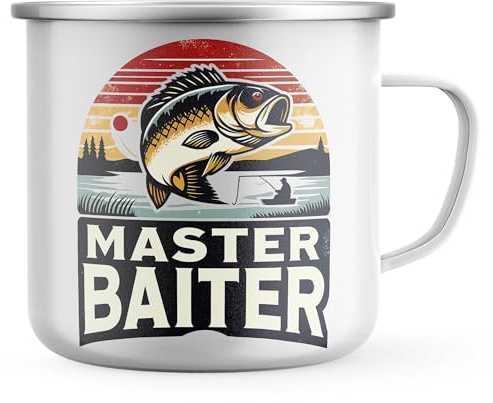 Purple Print House Fishing Joke Enamel Mug Master Baiter Carp Design Gift For Angler Fisherman Joke Gift