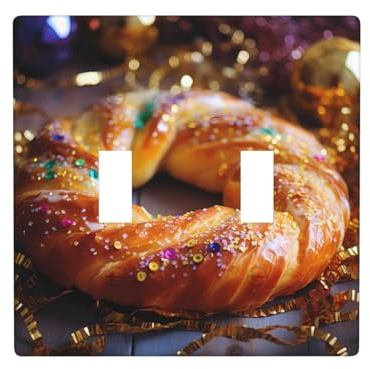 Phayah King Cake Pattern - Placa decorativa para interruptor de luz doble, placa de pared con doble palanca