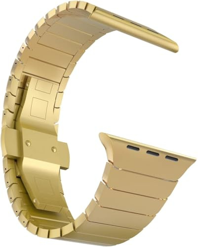 MaKTech Rostfritt Stål Band för Apple Watch,24mm Bred Metall Ersättningslänk Armband Ögla,för Apple Watch Ultra 3/2/1 49mm [2025] (Guld)