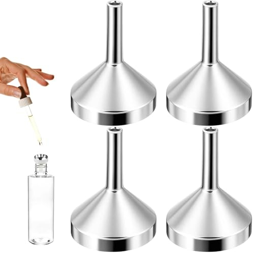 4 Mini Trichter, Trichter Klein Edelstahl, Mini Trichters Küche,Durchmesser des Loches 5mm, Öle Und Flüssigkeiten, Ideal Für Reisen Und DIY-Projekte aus Aluminium für Füllung Flaschen Kosmetik Liquid