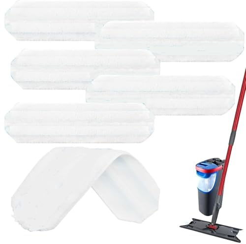 6 PiezasRecambio Fregona Mopa Plana Kit, Potencia de Microfibra, Eliminación de Suciedad persistente, Fácil fijación al Bastidor, Lavable a máquina, Mopa Duradera, para Todos los Suelos Duros