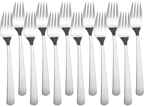 Lacor - JAY - 11050002 - Pack de 12 Tenedores de Mesa, Colección Alma | En acero inoxidable, para un uso práctico y profesional en cocina; ideal para cocina profesional y uso diario en casa