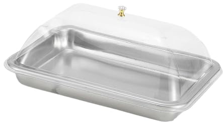 Baoblaze 304 Stainless Steel Serving Tray with Dome Lid Large Rectangular Food Platter Food Container for Restaurant, Dessert, Wedding Cake, Buffet, Party Catering & Home Entertaining, 36x27x5cm