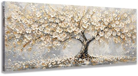 Wallazz Quadro su Tela Astratto - Quadri Moderni Soggiorno - Alberto della vita - Stampa su Tela - Decorazione camera da letto 70x140 cm